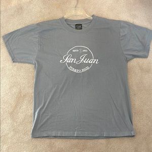 Luxe Men’s Blue Grey San Juan PR Short Sleeve Tee Classic Crew Neck Size Large